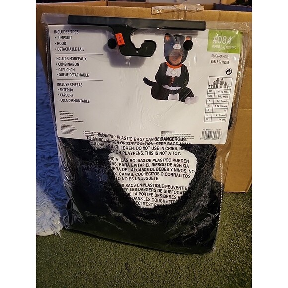 Cuddly Black Cat Costume (6-12 Months) | Multicolor | 3 Pc. New Infant Dress Up - Picture 3 of 6